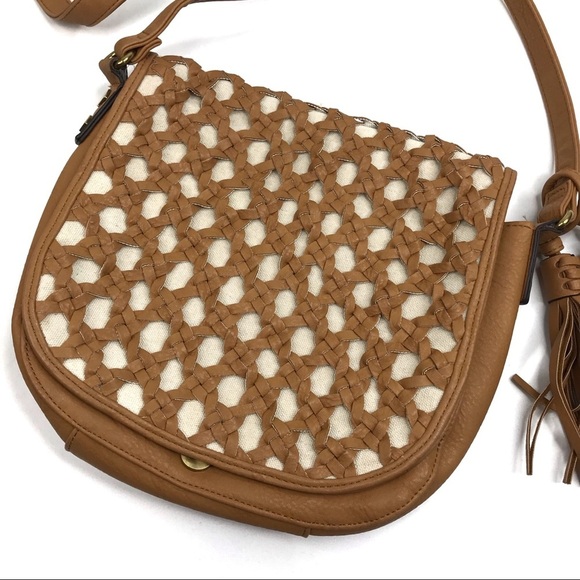 Big Buddha | Brown Braided Overlay Crossbody Bag - Picture 2 of 9